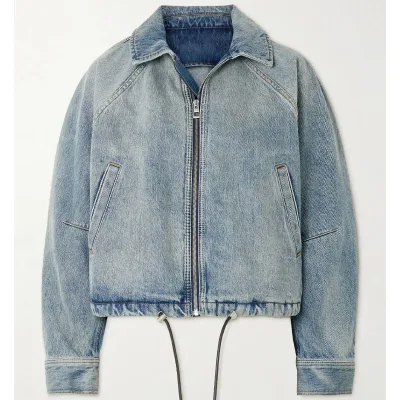 New Arrivals Wholesale Price Vintage Casual Comfortable Unisex Style Denim Jacket in a Light Blue Wash