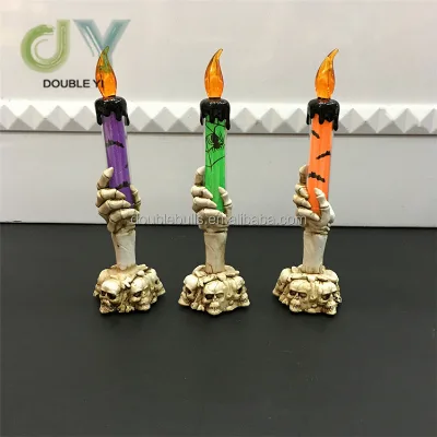 Wholesale Halloween LED Horror Ghost Hand Skeleton Head Lamp Creative Plastic Electronic Candle Light