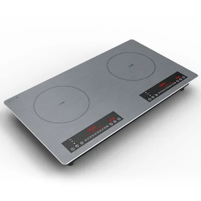 EMC 3000W Single-cooker Induction Hob 2 Plate Slim Depth Built-in Commercial Kitchen Cooker Knob Control Manual Electric
