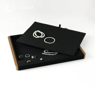YADAO Microfiber Jewelry Tray with Necklace Plugin Metal Edge for Ring Necklace Bracelet Earring Display Storage