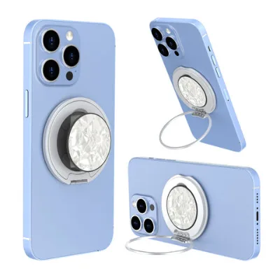 Universal Portable 360-Degree Rotatable Magnetic Finger Ring Holder Adjustable Height Mobile Phone Grip with Car Mounted Stand