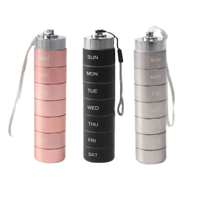 Customized Metal Medicine Pill Box Small Size Logo 7 Day Weekly Storage Portable Durable Patients Travel Use