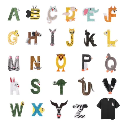 Custom DIY Animal Letters Embroidery Patch for Clothing Iron-on Backing Canvas Fabric PVC Plastic Wholesale