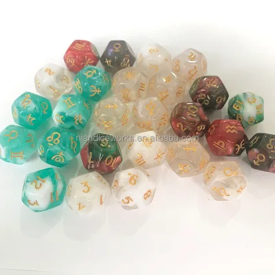 Acrylic Custom 12-Sided Polyhedral Astrological Dice