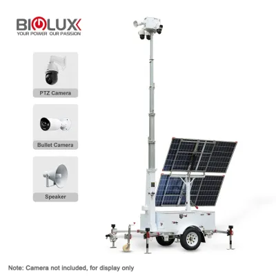 Advanced Video Solar Surveillance Trailer Solutions 2*450W Panels 9600Wh Battery Built-in Wiring for Parking Lots Businesses