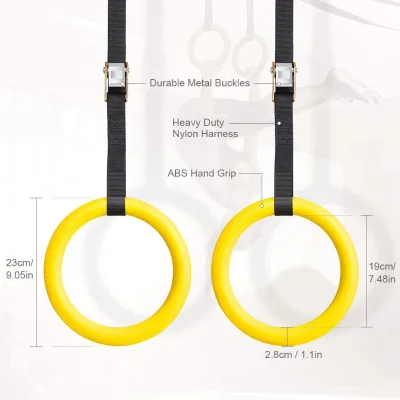 Gym Rings Climbing Rope Climber Wood Ladder with Adjustable Strap