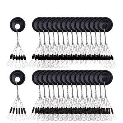 Hot 100lots/bag 6 in 1 Fishing Float Plug Settling Lure Space Bean Connector Black Rubber Fishing Float Stopper