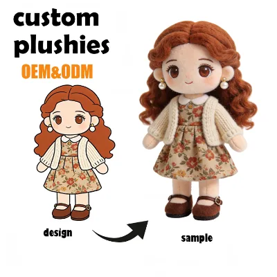 Custom Soft Stuffed Toy Country Style Girl Amusement Park Merchandise Custom Cotton Doll