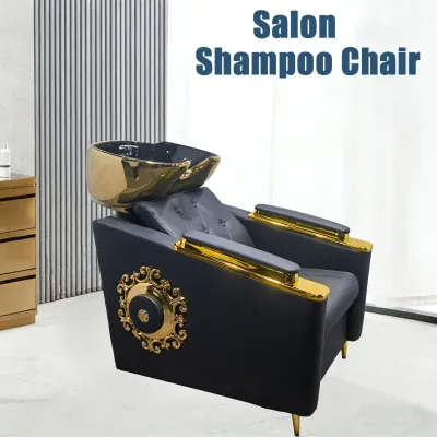 Hair Salon Vintage Golden Massage Shampoo Rinse Bed Hair Washing Chair Barber Shop Dedicated Hair Washing Chair