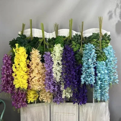 2024 Artificial Flower Factory Wholesale Best Selling Product Artificial Silk Wisteria pink Wisteria Hanging Flowers