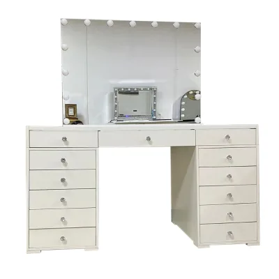 Hot Selling Modern Wood Bedroom Cabinet 6-Key Touch Screen Dressing Table Bluetooth Speaker Three-Color Light Bulb Makeup Table