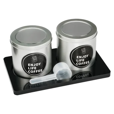 2PCS Jars 1PCS Holder Wareset Wholesale Price Coffee Containers With Measuring Spoon Coffee Station Organizer Coffee Canister