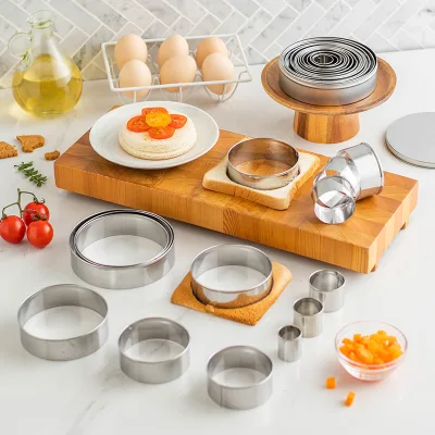 Nonstick English Muffin Rings Stainless Steel Double Rolled Cake Tart Molds Metal Pastry Baking Rings