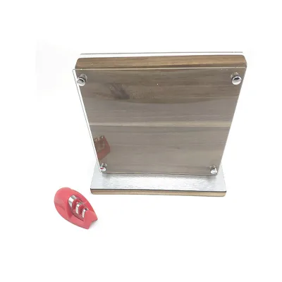 Double Sided Magnetic Knife Block, Bamboo Acacia Wood Magnetic Knife Holder with Acrylic Shield, Knife Sharper 12 Inch Kitchen