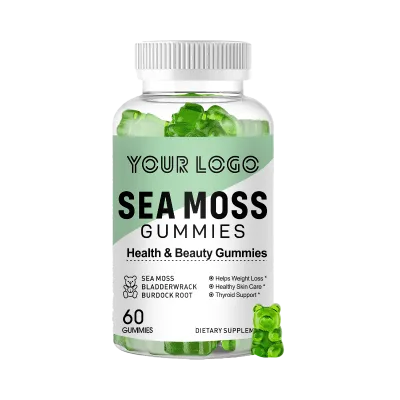 High Absorption Wholesale Price Natural Vegan Sea Moss Gummies Vitamins Faster Apple Flavor Green Bear Shape Organic Sea Moss