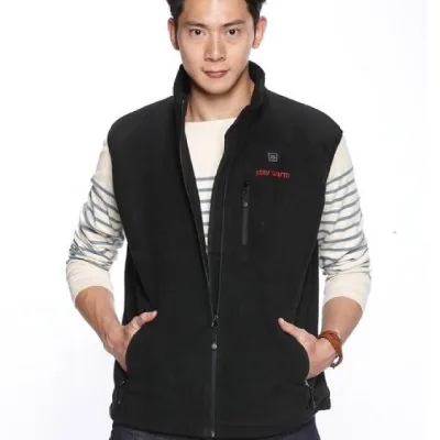 5V USB Charging Smart Electric Heated Fleece Vest with Carbon Fiber Heating Elements and 3 Adjustable Heating Settings