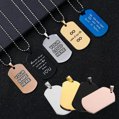 Custom Logo Metal Mens Dogtag Necklace Pendant Stainless Steel Alloy Dog Id Tags Enamel Flag Personalized Dog Tag Necklace