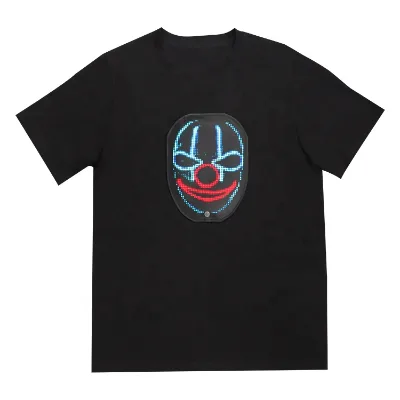 FACTORY Produce Led APP 100% Cotton T-shirt Lighting DIY Clothes 110 Patterns RGB LED APP Tshirts for Party