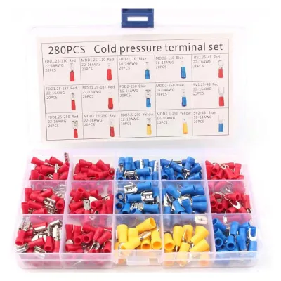 ASHAN 280PCS/BOX Pre Insulated Terminal Set RV SV FDD MDD Combination Crimp Insulated Terminals Kit
