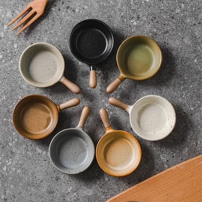 Eco-Friendly Ceramic Dipping Bowl & Sauce Dish Set with Handle Speckled Design Multi-Color Breakfast Tableware Wholesale Custom