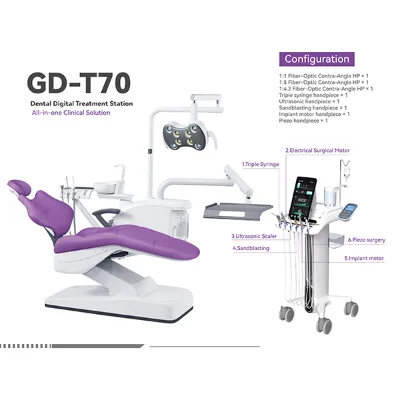 Sino-Italian Ergonomic Dental Chair GD-T70 with Integrated 6-Module Surgical Cart for General Dentistry