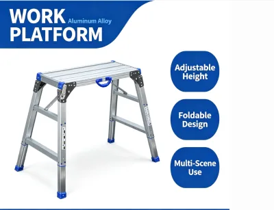 Aluminum Folding Painter Work Platform 150kg Adjustable Height 1.5-6m Portable Lightweight for Car Wash Workshop