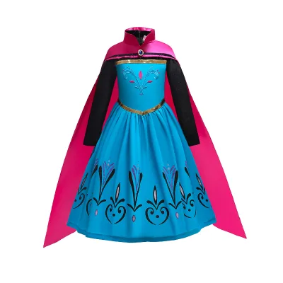 Long Sleeve Halloween Princess Anna Dress for Girls Children's Character Inspired Clothing