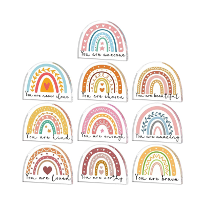 Rainbow Modern Vertical Acrylic UV Printed Inspirational Paperweight Keepsake Gifts Teacher Employee Women Anniversary