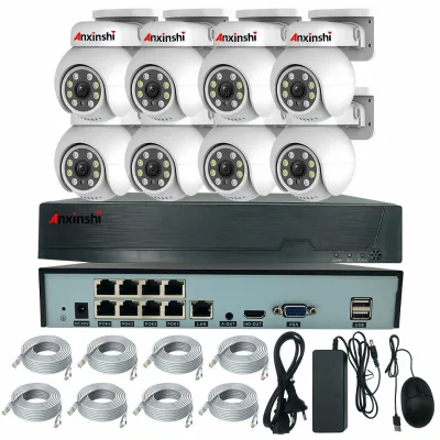 TSEye Mini 8ch Ptz Camera Kit Outdoor Indoor Ip Camera Cctv Smart Security Ip Security Camera 2K POE PTZ KIT 8CH