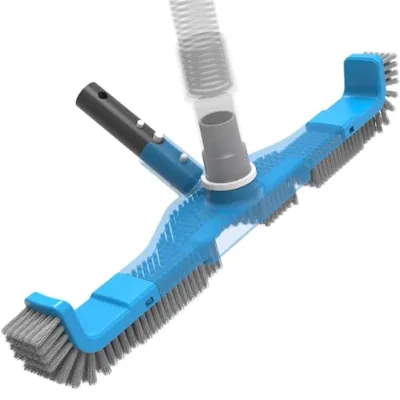 (2026 Upgraded) 20" Pool Brush Vacuum Head Swivel Hose Connection Sturdy Nylon Bristles Heavy Duty Above-Ground Pool Cleaning