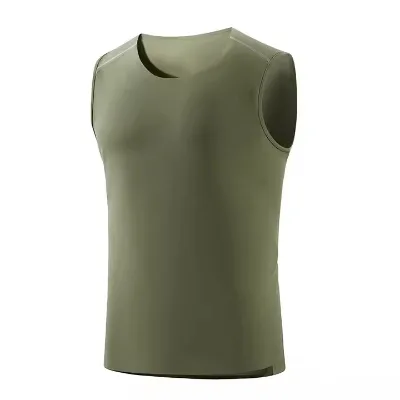 Men's Sport T-Shirt Sleeveless Ice Silk Quick Dry Breathable O-Neck Casual Design Knitted Seamless