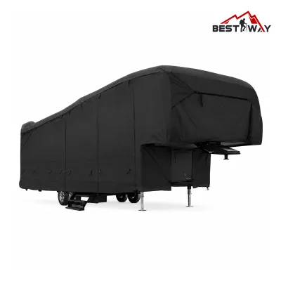 All Season 5th Wheel RV Cover for Winter Snow Summer Sun 160GSM 4Layer Top Breathable Vents 6 Access Zippers Reinforced Seams