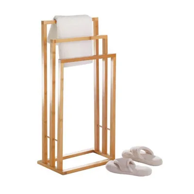 Bamboo Free Standing Towel Stand Towel Rack 3 Tier Bamboo Towel Rack for Bathroom
