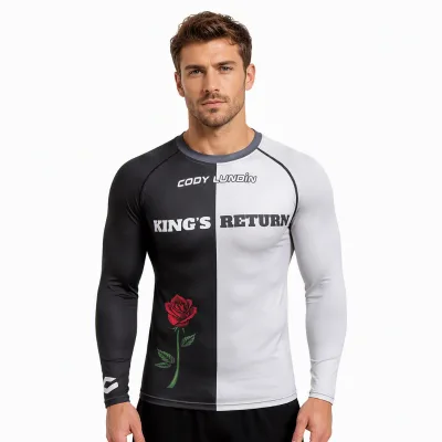 Men's T Shirts for Gym Sports Wear Custom Logo Sublimation Compression Rash Guard Anti-uv Surfing Long Sleeve T Shirt