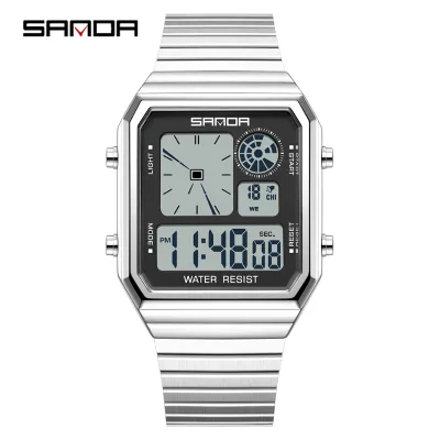 SANDA Digital Sports Watches for Man 50M Waterproof Chronograph Stopwatch Mens Wristwatch Alarm Clock Montre Homme 6399