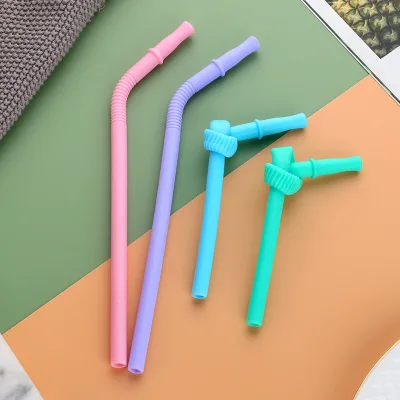 Eco-Friendly Reusable Silicone Straws Bar Accessories Soft Drinking Straws Metal Material