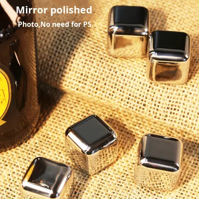 Reusable Square Stainless Steel Ice Cubes High Cooling Technology Metal Whiskey Stones for Vodka Liqueurs Wine Beverage Soda