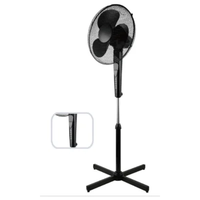 16" Electric Stand Fan Speed Control Switch Black 3/5 PP Blades Floor Standing Fan Black White Wood Color