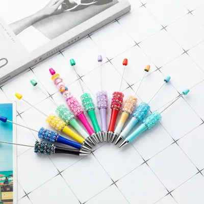 Diy Rose Beaded Pen Creative Hand-stick Ballpoint Pen New Multi-color Rotary Plastic Pen Wholesale