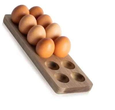 Factory Customized Rectangle Walnut Wood Eggs Organizer