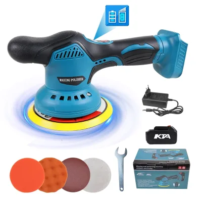 KTA Auto Buff Polisher 21V Rechargeable Lithium Battery 125mm Wheel 230W Industrial & DIY Variable Speed Car Polishing Machine