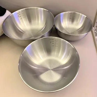 3pcs Per Set Disposable Eco-Friendly Stainless Steel Salad Bowl Set with Big Capacity Containers for Food & Vegetables