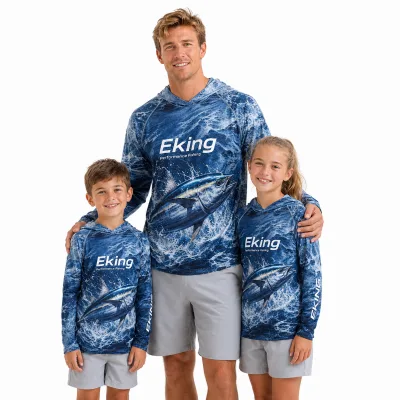 OEM/ODM Brand logo Print UPF50+ Lightweight Ice Feeling Fishing Shirts Moisture Wicking Quick Dry Parent-child Fishing Uniform