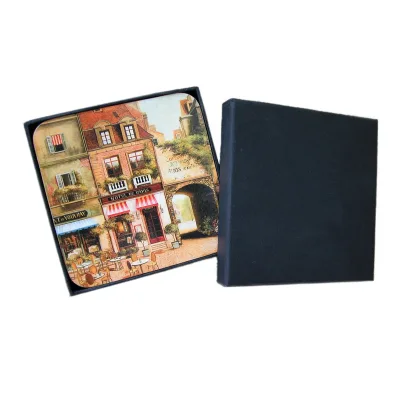 Customized Personalized Gift Box Packed coaster Landscape Cork coaster with Gift Box Packing
