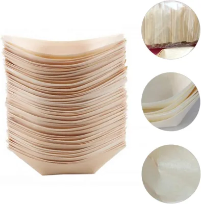 Wholesale Low MOQ Wooden Sushi Boat Disposable Wooden Boat for Cake Pancake Wlffle Cookie