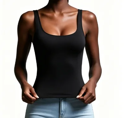 Women Seamless Square Neck Tank Top, Stretchy Form-Fitting Camisole for Layering Daily Wear