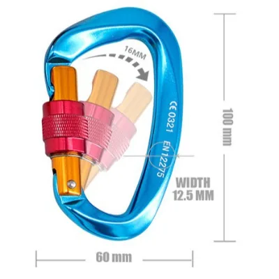 D-Shaped Carabiner Aviation Aluminum Alloy Quickdraw Hook Multi-Purpose Safety for Buckle with Spring Fall Protection