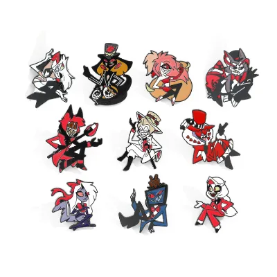 Popular Cartoon Film Television Hazbin Hotel Character Alloy Brooch Cute Creative Metal Soft Enamel Lapel Pin