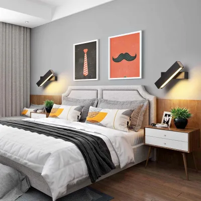 Rotatable Adjustable Wall Lamp Modern Wood Bedroom Wall Lamp Reading Wall Light