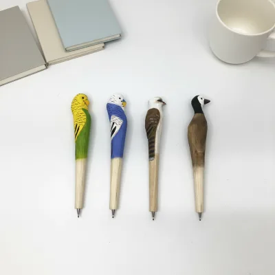 Promotional Stationary Gifts Wholesale Hand Carved Wooden Animal Ballpoint Pen